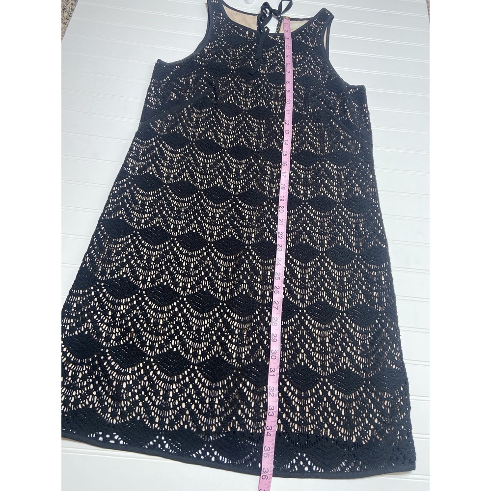 Ann Taylor LOFT Dress Size 6 Black Crocheted Lace Overlay Sleeveless Romantic - Picture 9 of 11